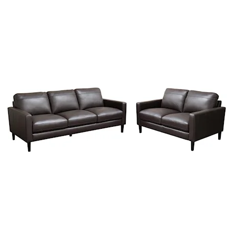 Sofa and Loveseat Set with Dark Espresso Wood Leg